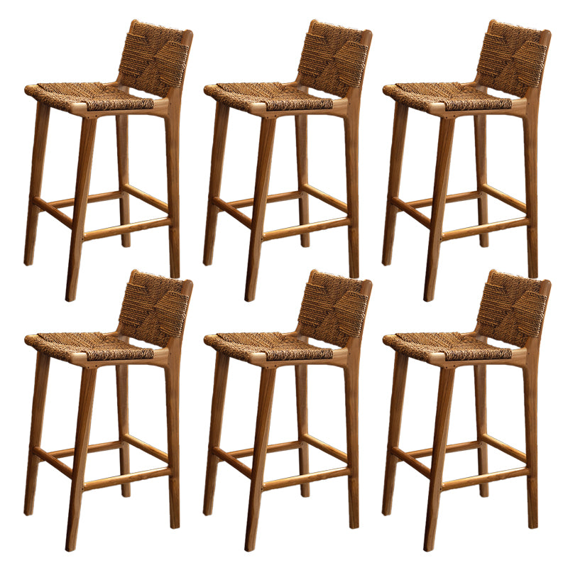 Contemporary Armless Low Back Bar Stool with Solid Wood Base