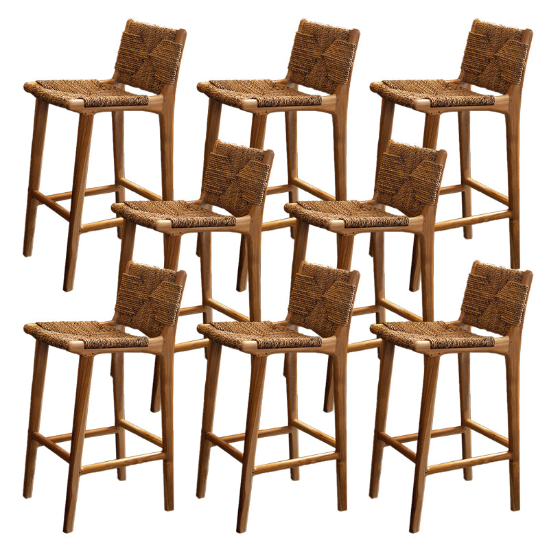 Contemporary Armless Low Back Bar Stool with Solid Wood Base