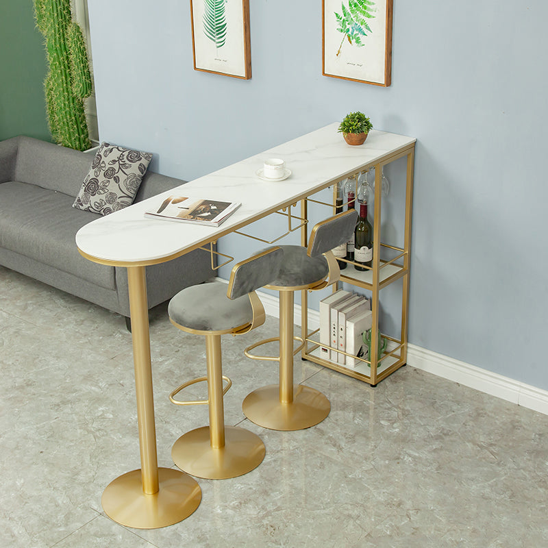 2/3 Pieces Oval Glam Bar Stool and Table Set for Dining Room