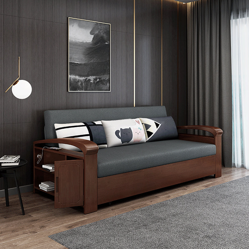 30.7" Wide Futon Sofa Bed with Storage Foldable Gray Linen Scandinavian