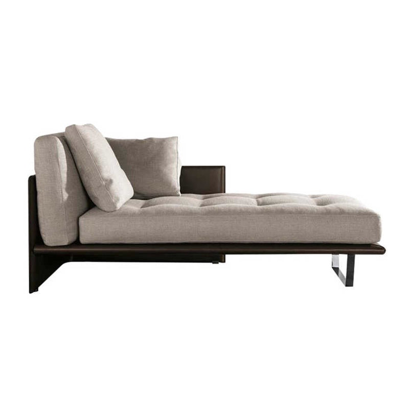 Wood and Leather Frame Cushioned Chaise Lounge Couch - 66.9" W