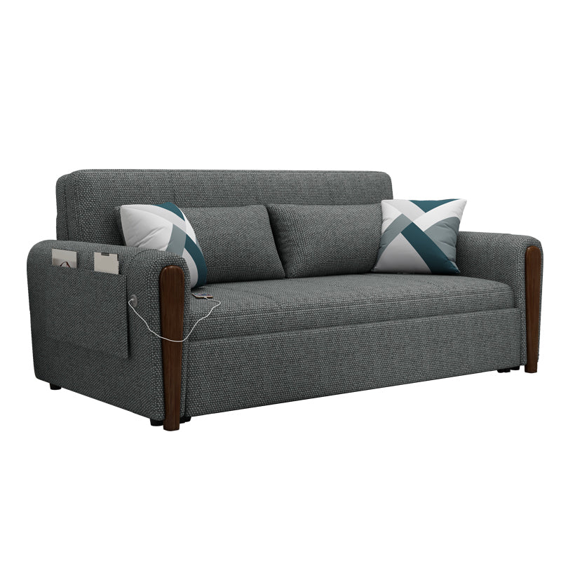 30.7" Wide Futon Sofa Bed with Storage Foldable Linen Gray Scandinavian