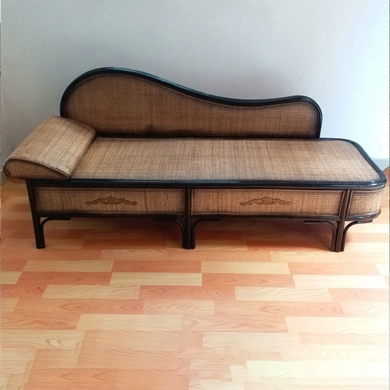 33" H Rattan Accent Chaise Lounge Chair/TV Chair with Pillow