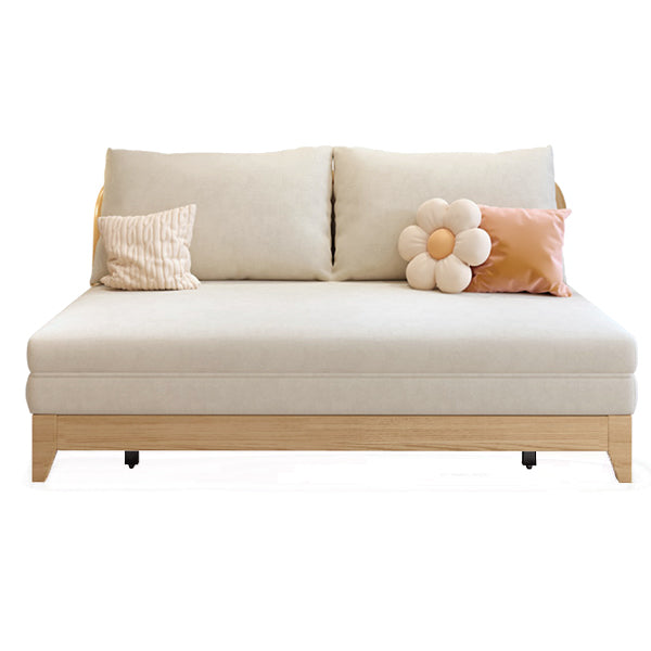 37.4" Wide Futon Sofa Bed with Upholstered Foldable Wood Contemporary Beige