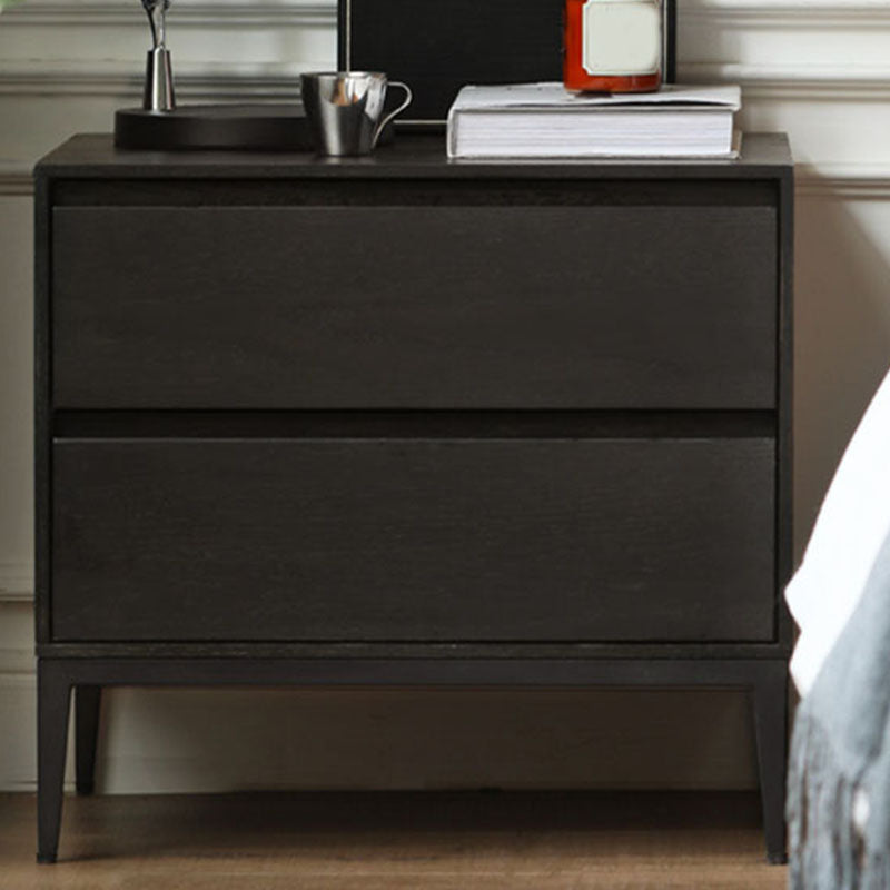 Mid Century Modern Wooden Nightstand with 2 Drawers for Bedroom