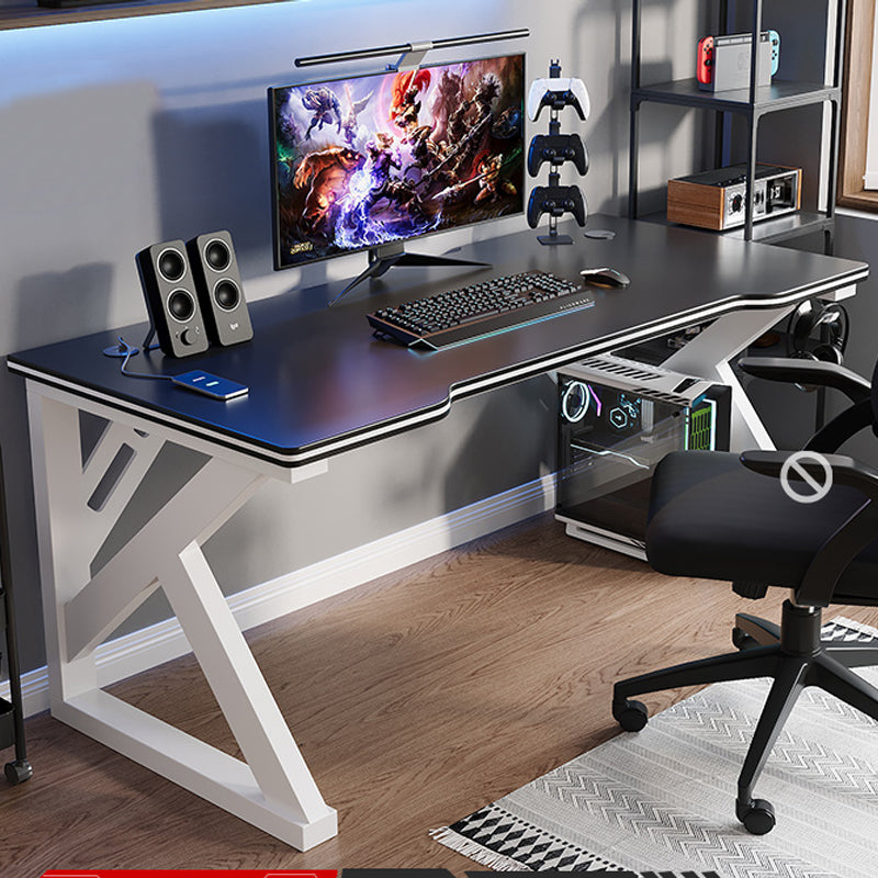 Contemporary Wooden Office Desk Rectangle Computer Desk with Metal Base