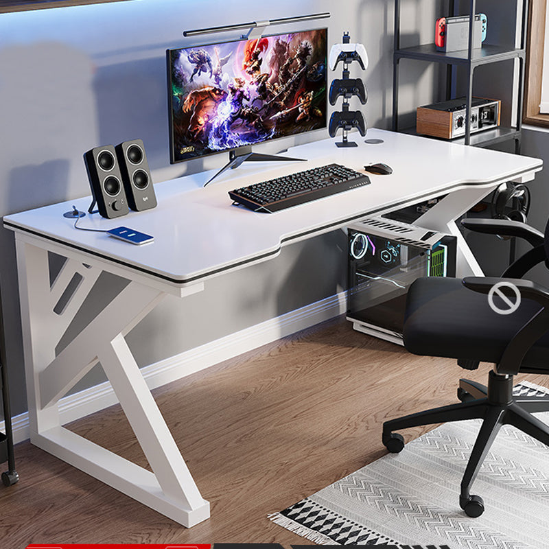 Contemporary Wooden Office Desk Rectangle Computer Desk with Metal Base