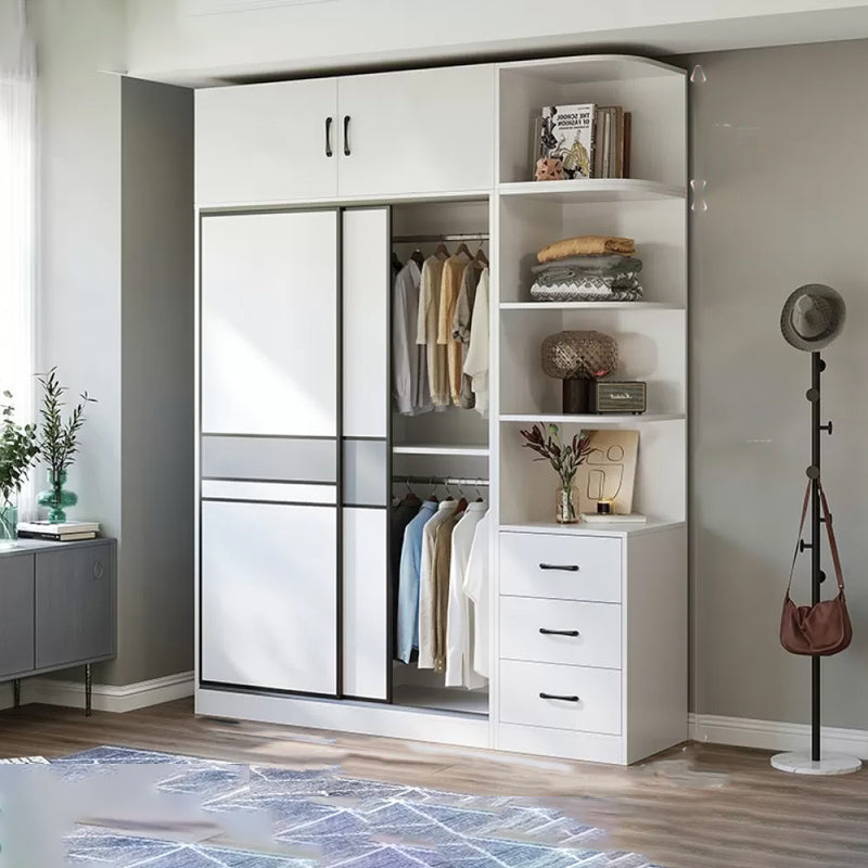 Sliding Wardrobe Armoire with Shelves Engineered Wood Wardrobe Cabinet