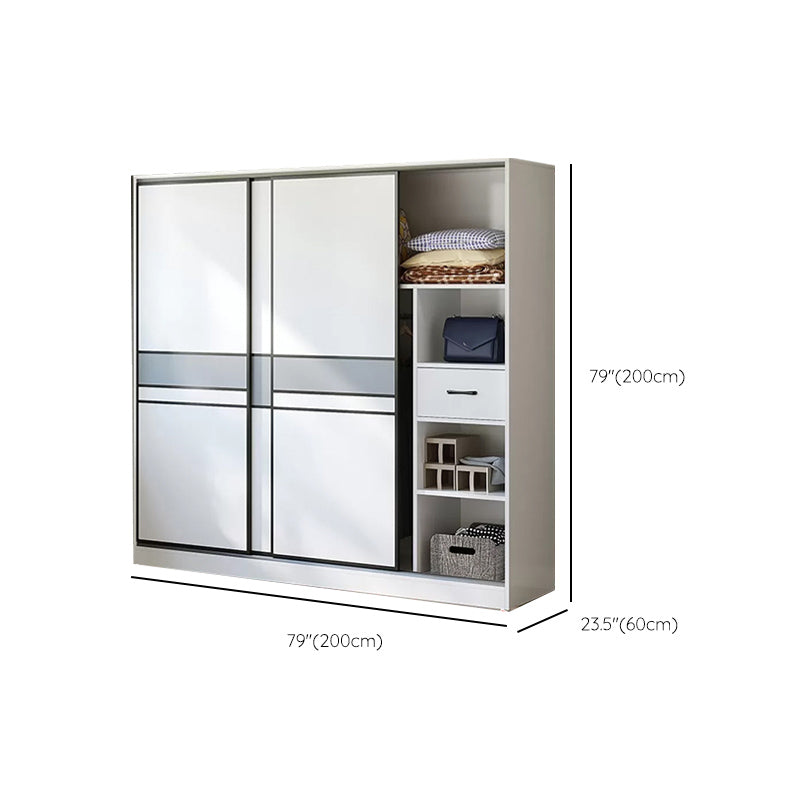 Sliding Wardrobe Armoire with Shelves Engineered Wood Wardrobe Cabinet