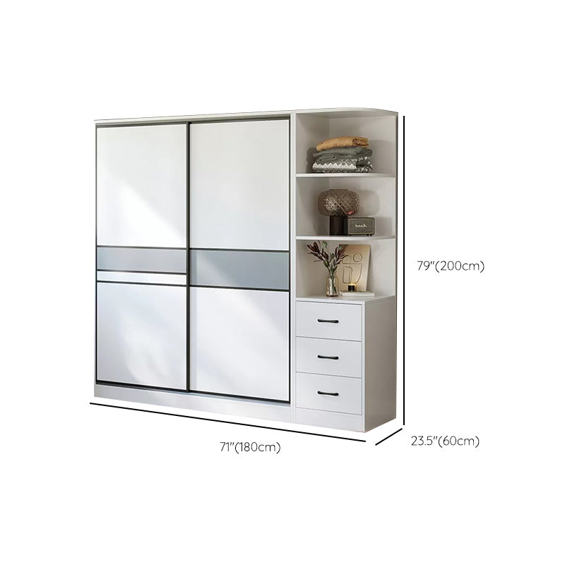 Sliding Wardrobe Armoire with Shelves Engineered Wood Wardrobe Cabinet