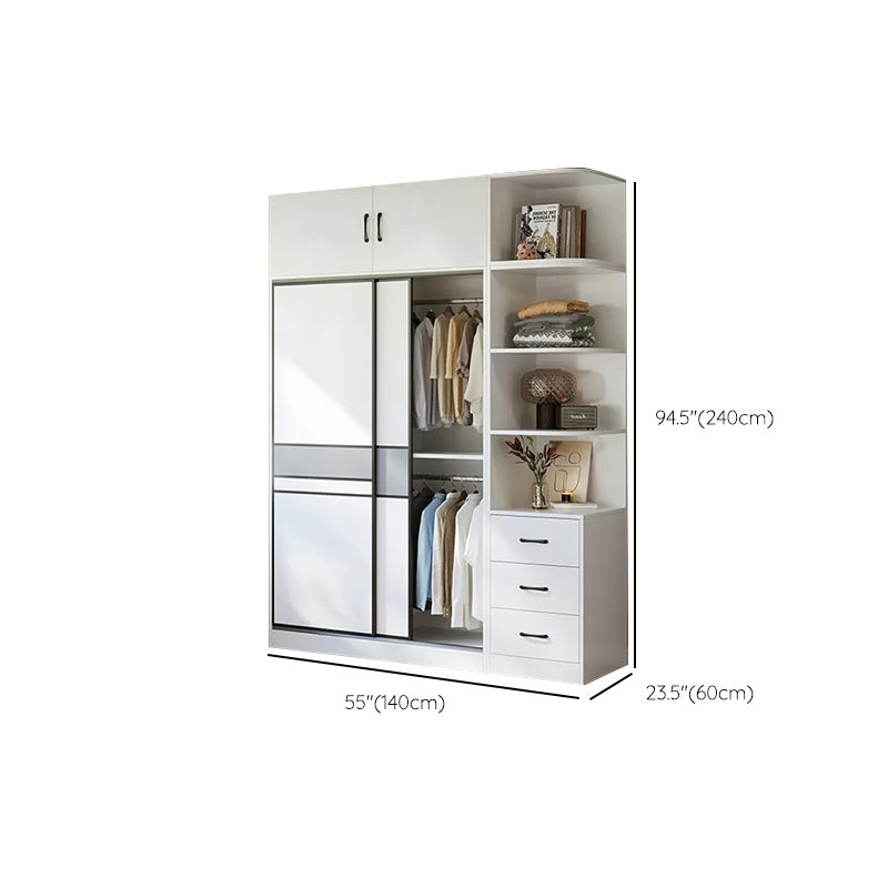 Sliding Wardrobe Armoire with Shelves Engineered Wood Wardrobe Cabinet