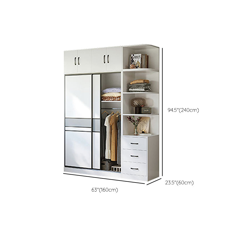 Sliding Wardrobe Armoire with Shelves Engineered Wood Wardrobe Cabinet