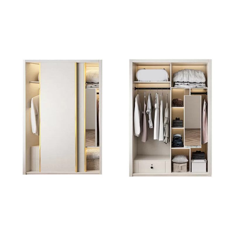 Engineered Wood Wardrobe Cabinet Modern Style Wardrobe Closet with Mirror