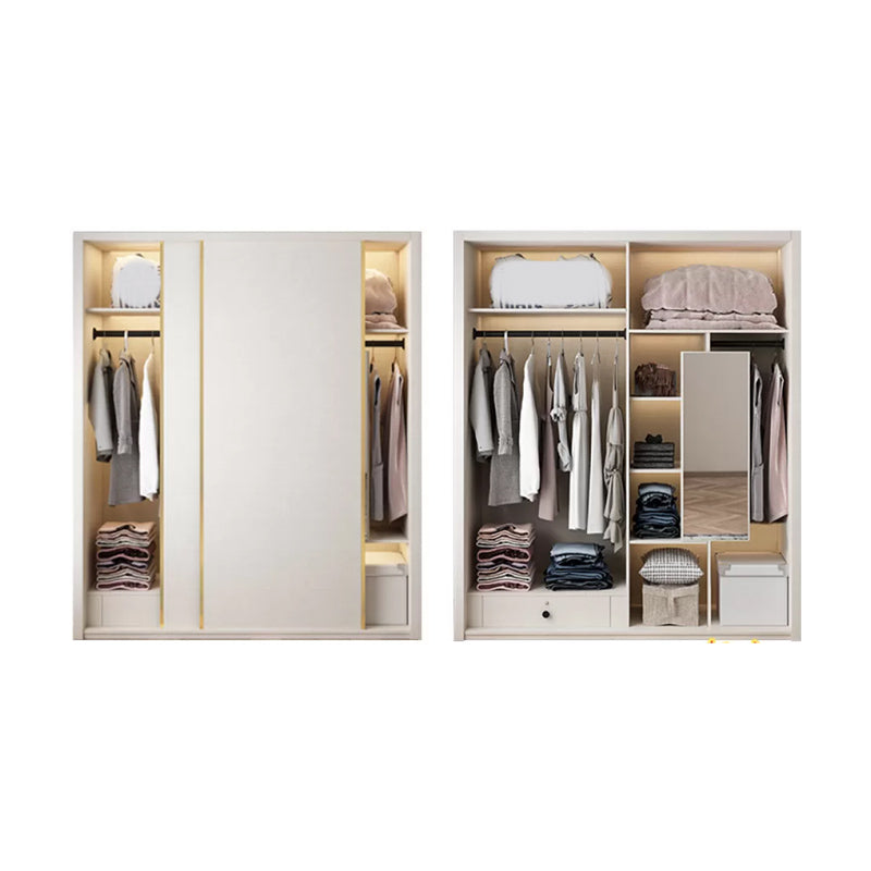 Engineered Wood Wardrobe Cabinet Modern Style Wardrobe Closet with Mirror