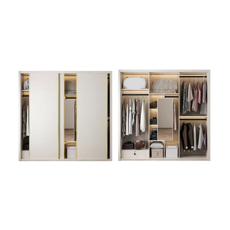 Engineered Wood Wardrobe Cabinet Modern Style Wardrobe Closet with Mirror