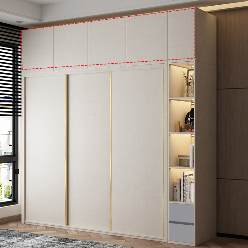 Engineered Wood Wardrobe Cabinet Modern Style Wardrobe Closet with Mirror