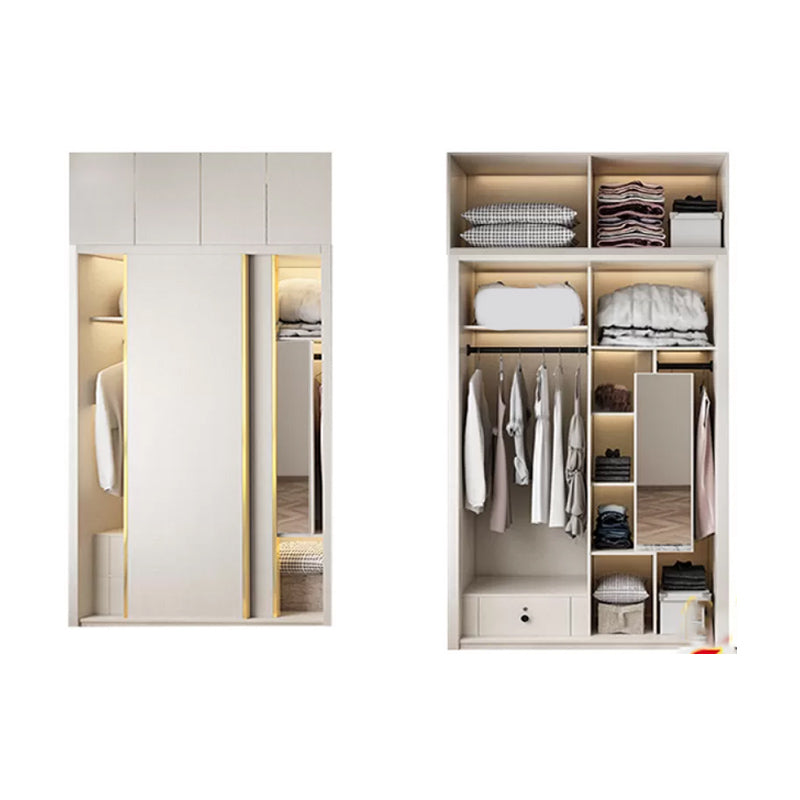 Engineered Wood Wardrobe Cabinet Modern Style Wardrobe Closet with Mirror
