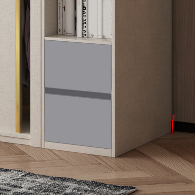 Engineered Wood Wardrobe Cabinet Modern Style Wardrobe Closet with Mirror