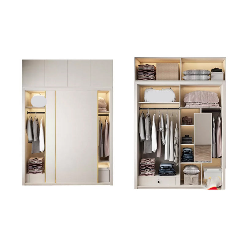 Engineered Wood Wardrobe Cabinet Modern Style Wardrobe Closet with Mirror