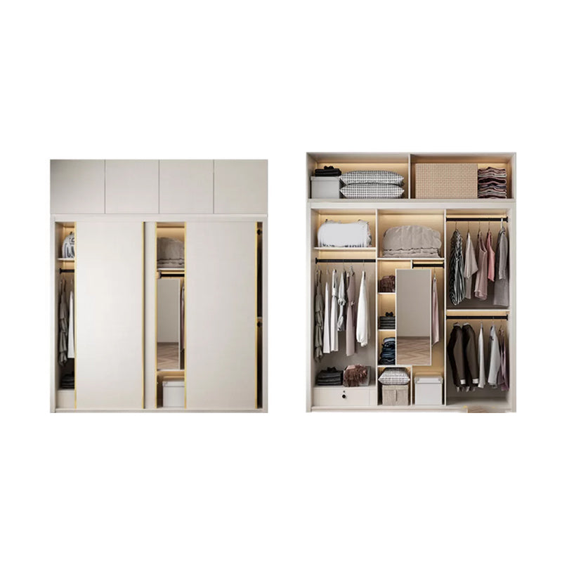 Engineered Wood Wardrobe Cabinet Modern Style Wardrobe Closet with Mirror