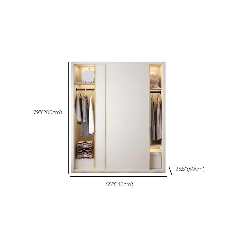 Engineered Wood Wardrobe Cabinet Modern Style Wardrobe Closet with Mirror