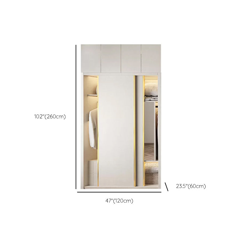 Engineered Wood Wardrobe Cabinet Modern Style Wardrobe Closet with Mirror