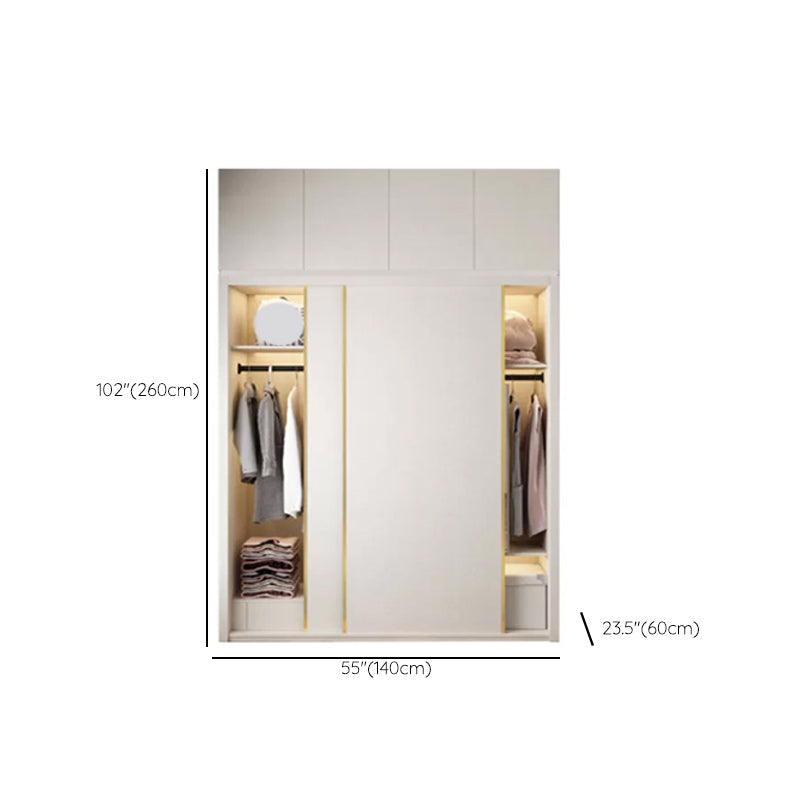 Engineered Wood Wardrobe Cabinet Modern Style Wardrobe Closet with Mirror
