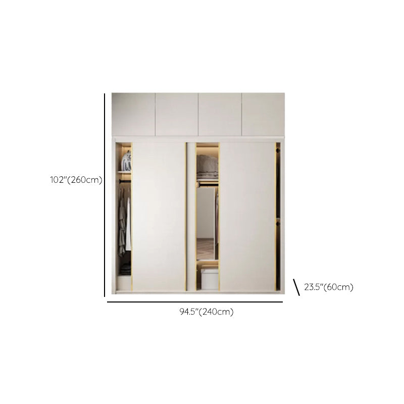 Engineered Wood Wardrobe Cabinet Modern Style Wardrobe Closet with Mirror
