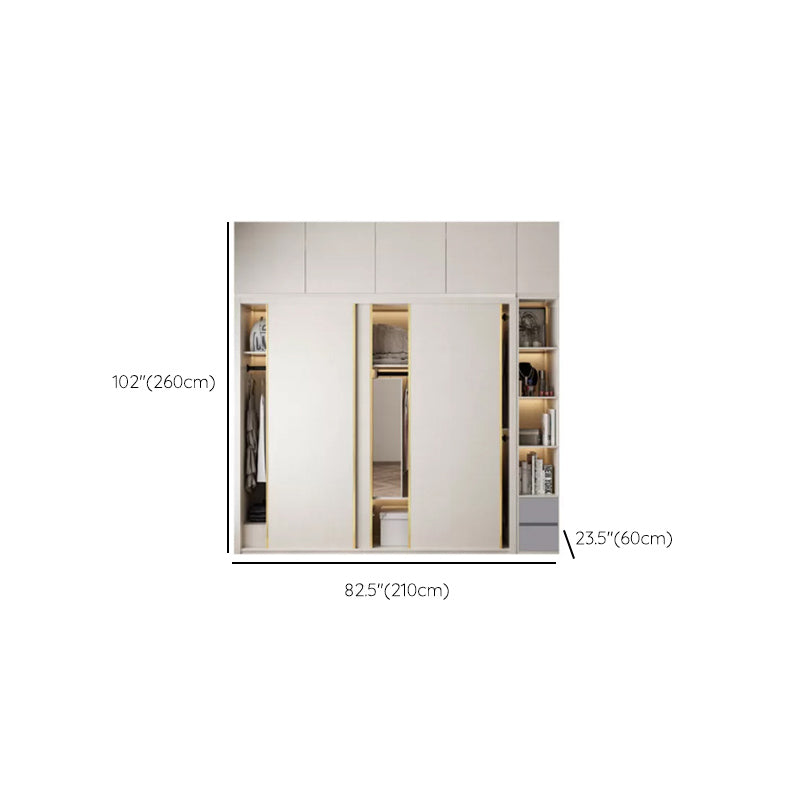 Engineered Wood Wardrobe Cabinet Modern Style Wardrobe Closet with Mirror