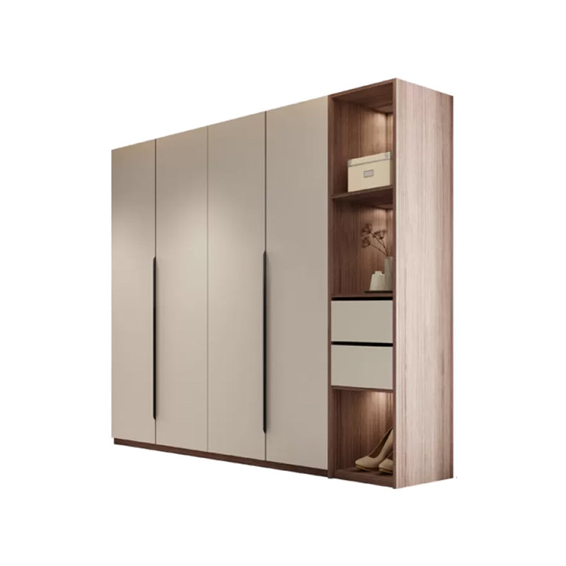 Hinged Storage Cabinet Modern Wardrobe Armoire with Garment Rod