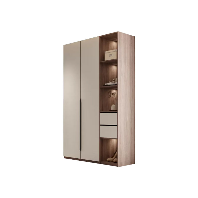 Hinged Storage Cabinet Modern Wardrobe Armoire with Garment Rod