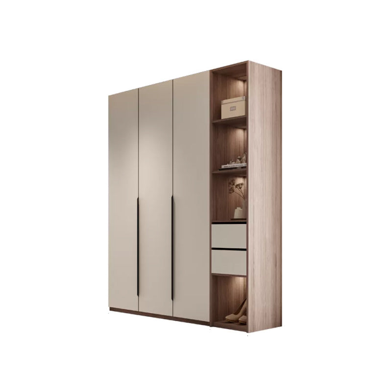 Hinged Storage Cabinet Modern Wardrobe Armoire with Garment Rod