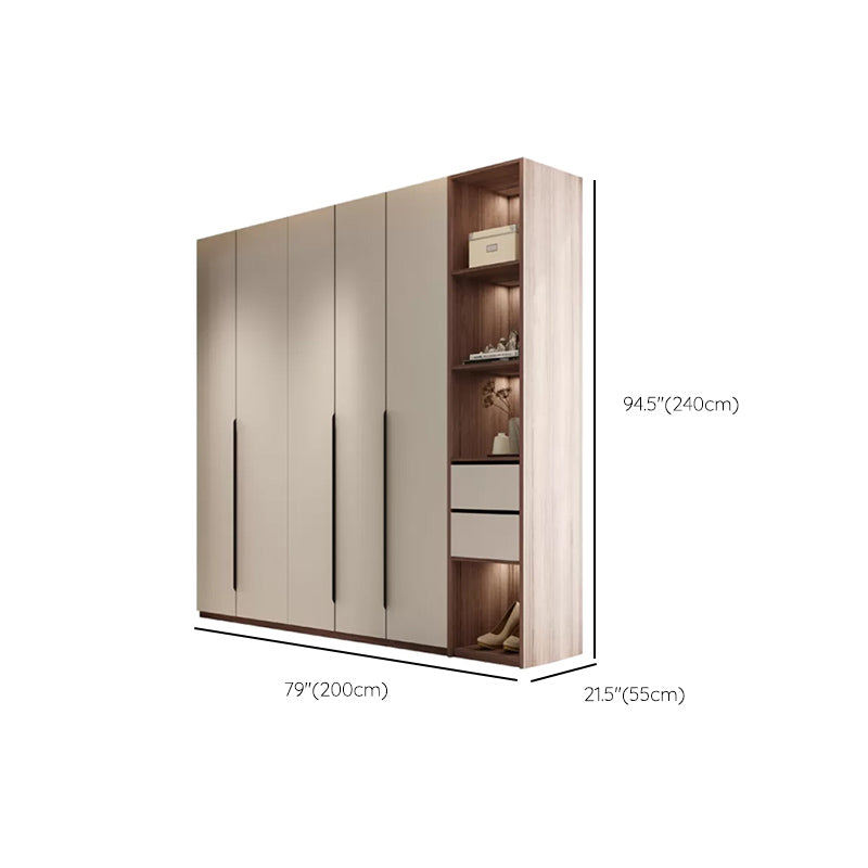 Hinged Storage Cabinet Modern Wardrobe Armoire with Garment Rod