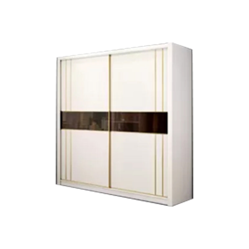 Sliding Wardrobe Armoire White Wardrobe Cabinet with Garment Rod
