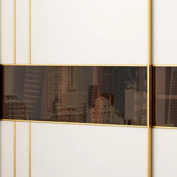 Sliding Wardrobe Armoire White Wardrobe Cabinet with Garment Rod