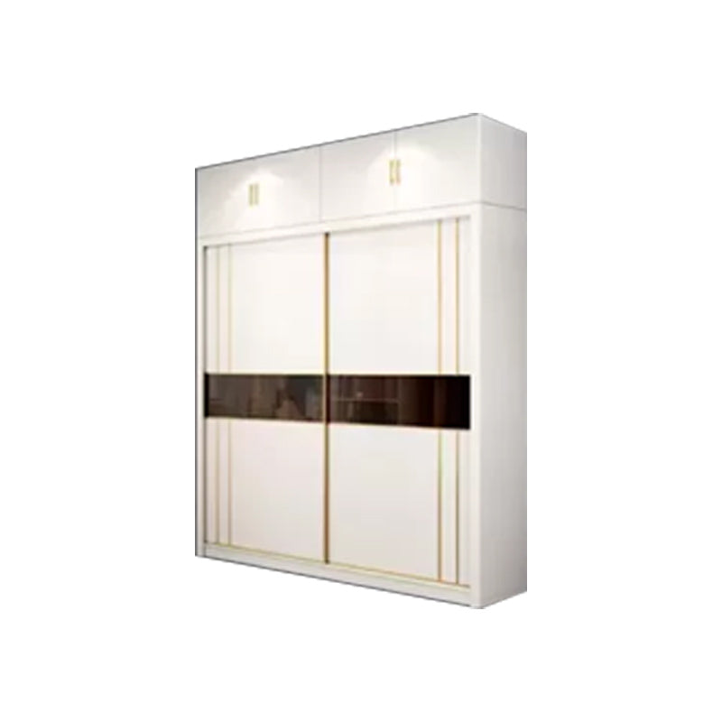 Sliding Wardrobe Armoire White Wardrobe Cabinet with Garment Rod