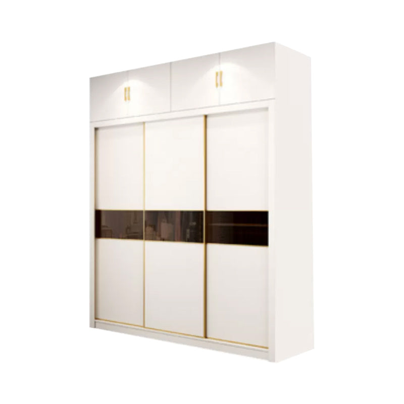 Sliding Wardrobe Armoire White Wardrobe Cabinet with Garment Rod