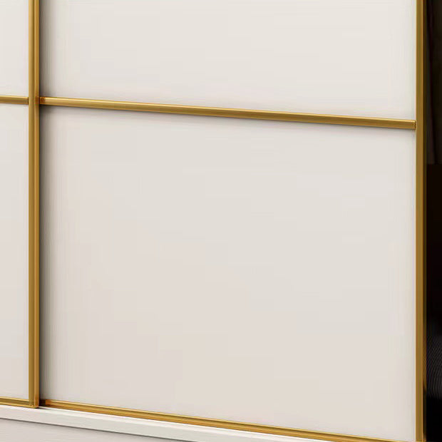 Sliding Wardrobe Armoire White Wardrobe Cabinet with Garment Rod