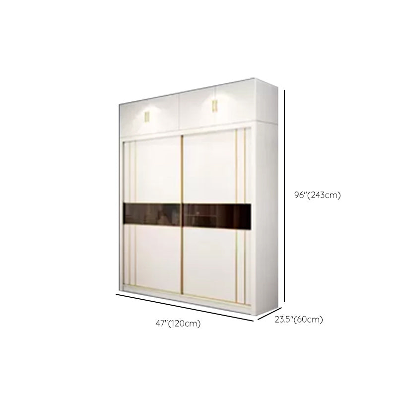 Sliding Wardrobe Armoire White Wardrobe Cabinet with Garment Rod