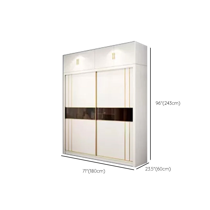 Sliding Wardrobe Armoire White Wardrobe Cabinet with Garment Rod