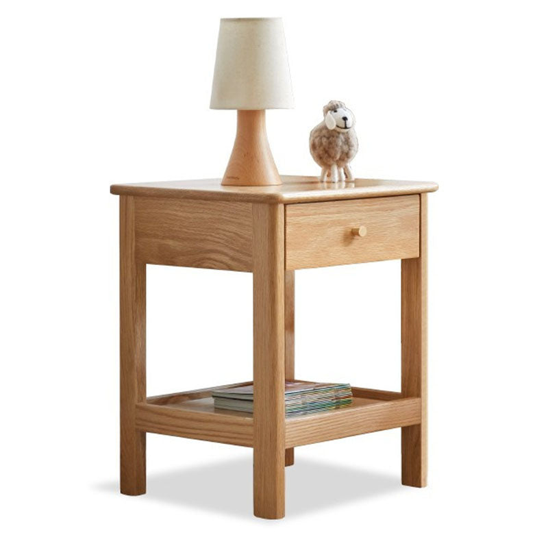 Scandinavian Wood Bedside Cabinet Open Storage with Shelf for Bedroom