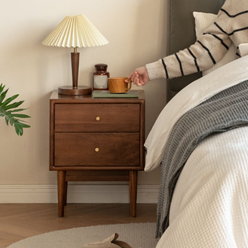 Mid Century Modern Wooden Bedside Cabinet with 4 Legs for Bedroom