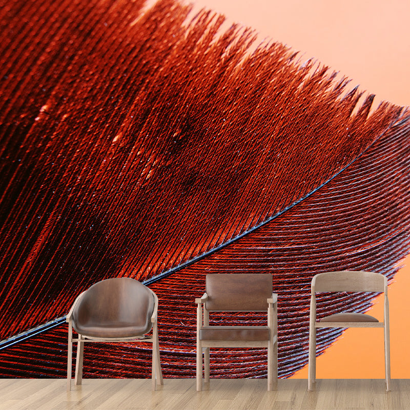Environmental Feather Pattern Peel and Stick Wall Mural Indoor Photography Stain Resistant