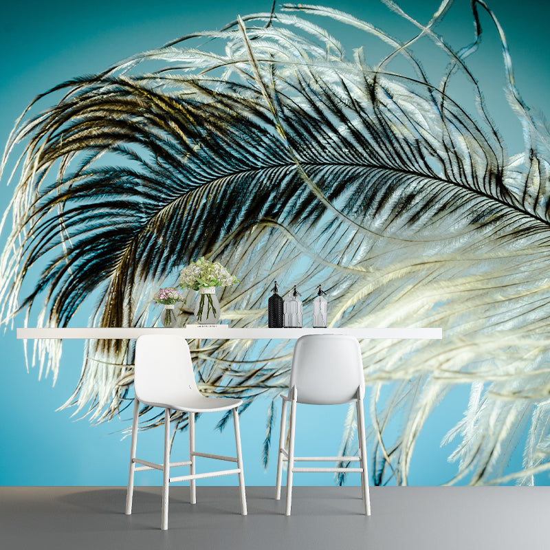 Environmental Feather Pattern Peel and Stick Wall Mural Indoor Photography Stain Resistant