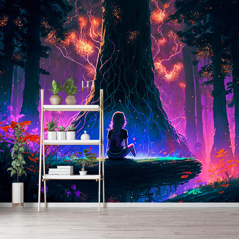 Magic Forest Pattern Wall Mural Moisture Resistant for Living Room Decoration