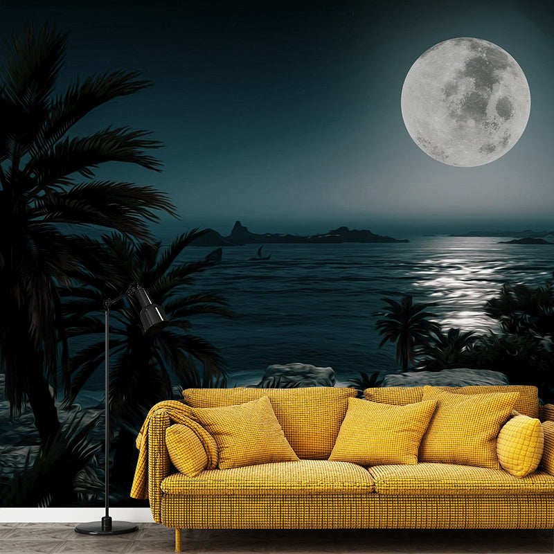 Forest Night Pattern Wall Mural Moisture Resistant for Living Room Decor