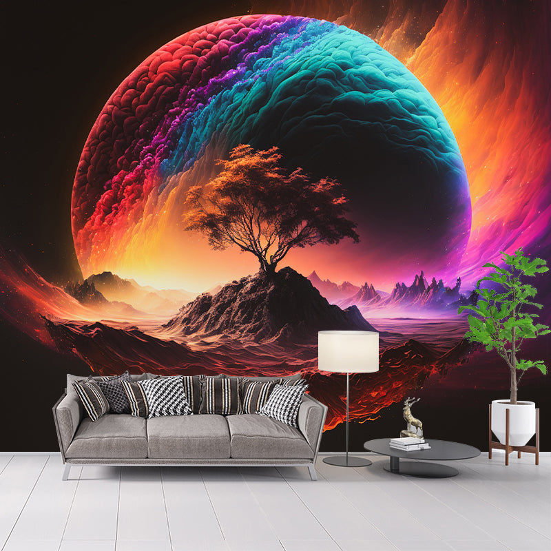 Forest Night Pattern Wall Mural Moisture Resistant for Living Room Decor