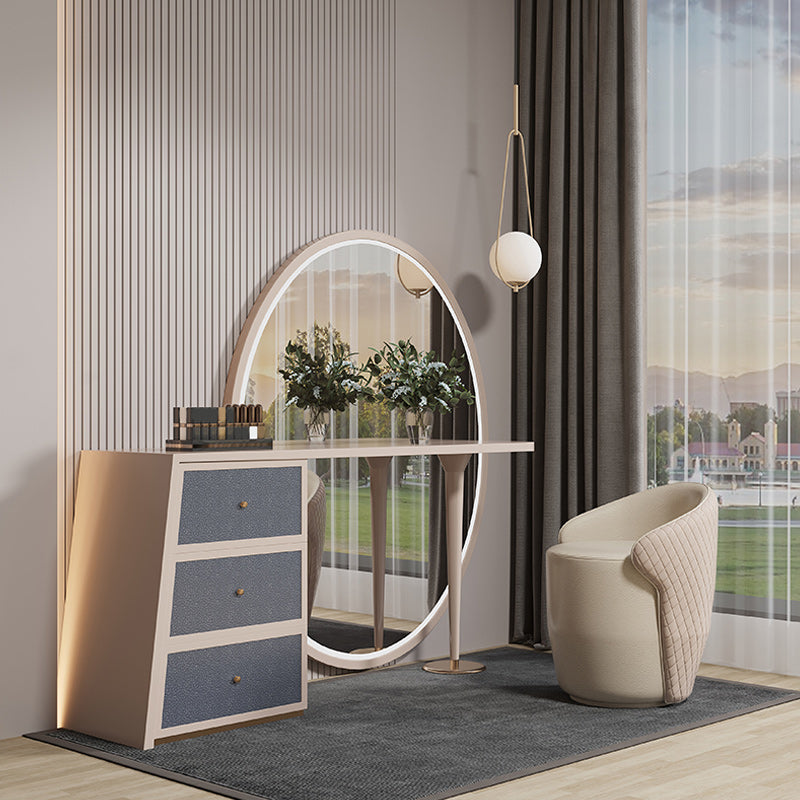 Modern with Drawer Metallic Mirror Bedroom With Stool Dressing Table