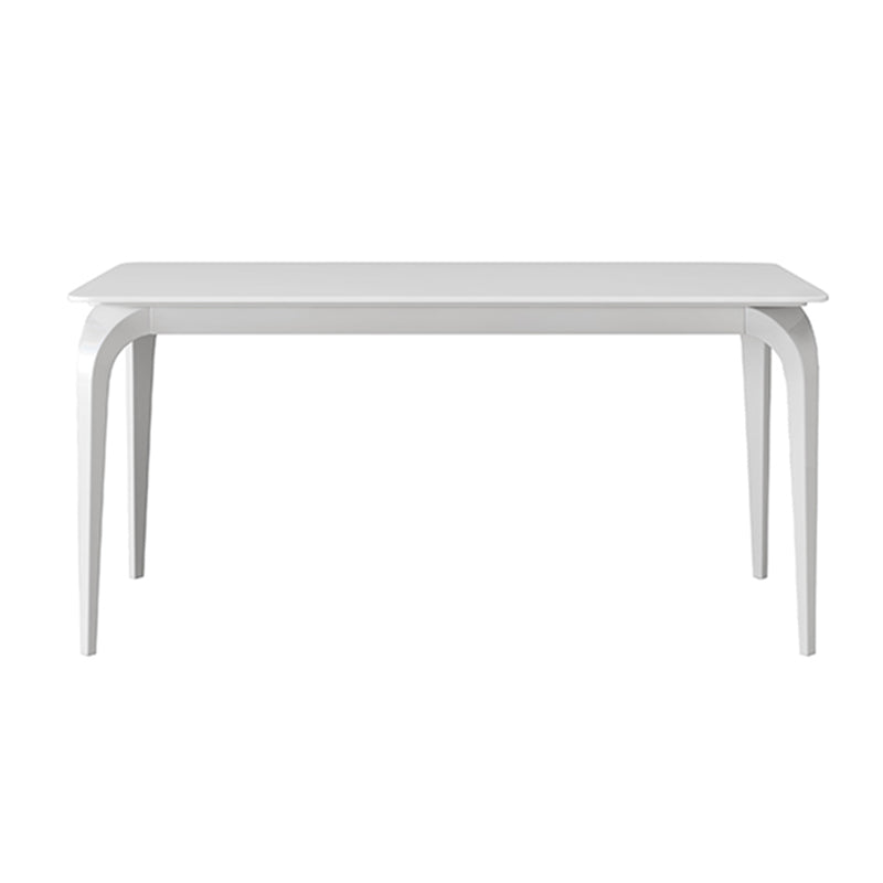 Contemporary White Rectangle Stone Dining Table with 4 Steel Foot