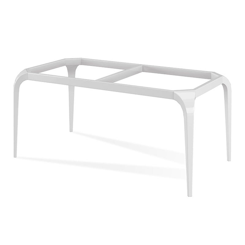 Contemporary White Rectangle Stone Dining Table with 4 Steel Foot